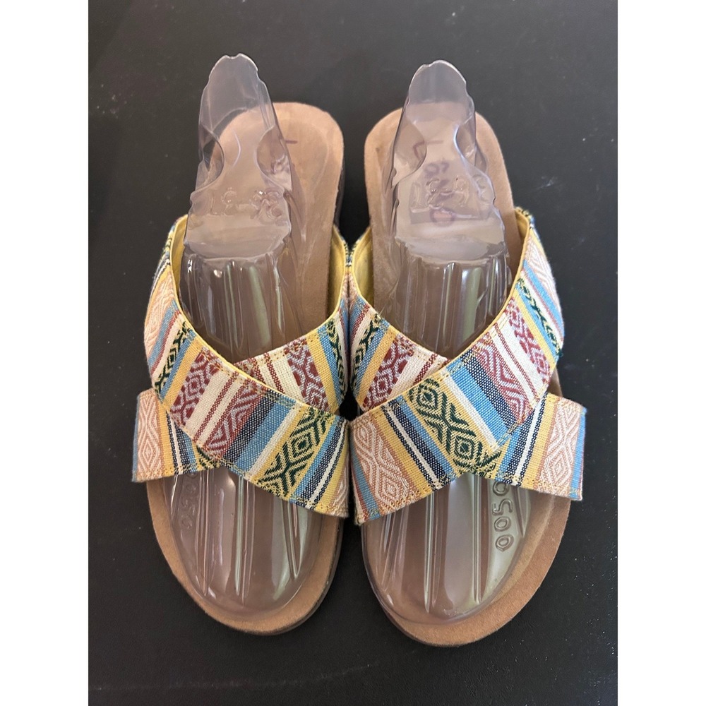 Lamo Serenity Multi Color Woven Criss Cross Slide Sandals Womens 8 Bohemian Flat
